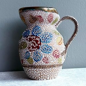 VTG (italian) pebbled lava glaze pitcher vase by FRATELLI FANCIULLACCI